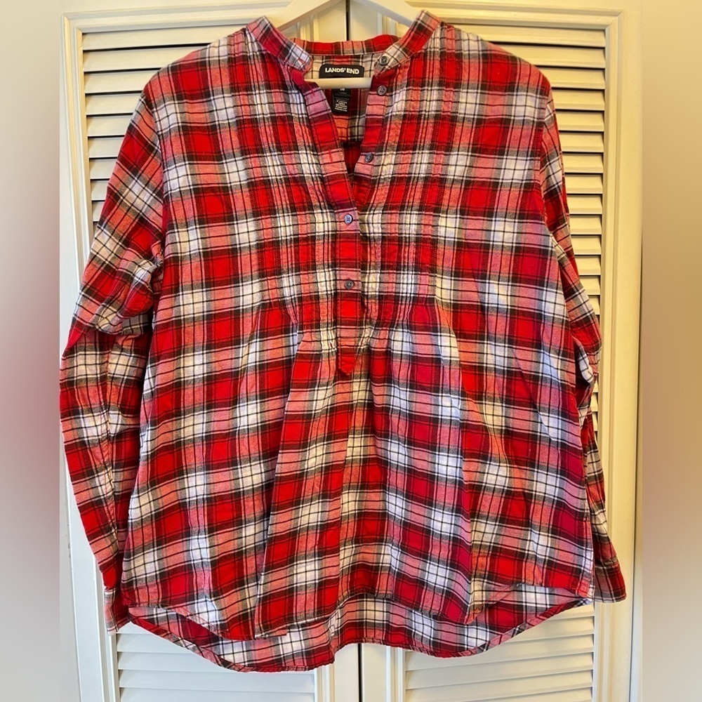 Land’s End Flannel Tunic Top Size 16